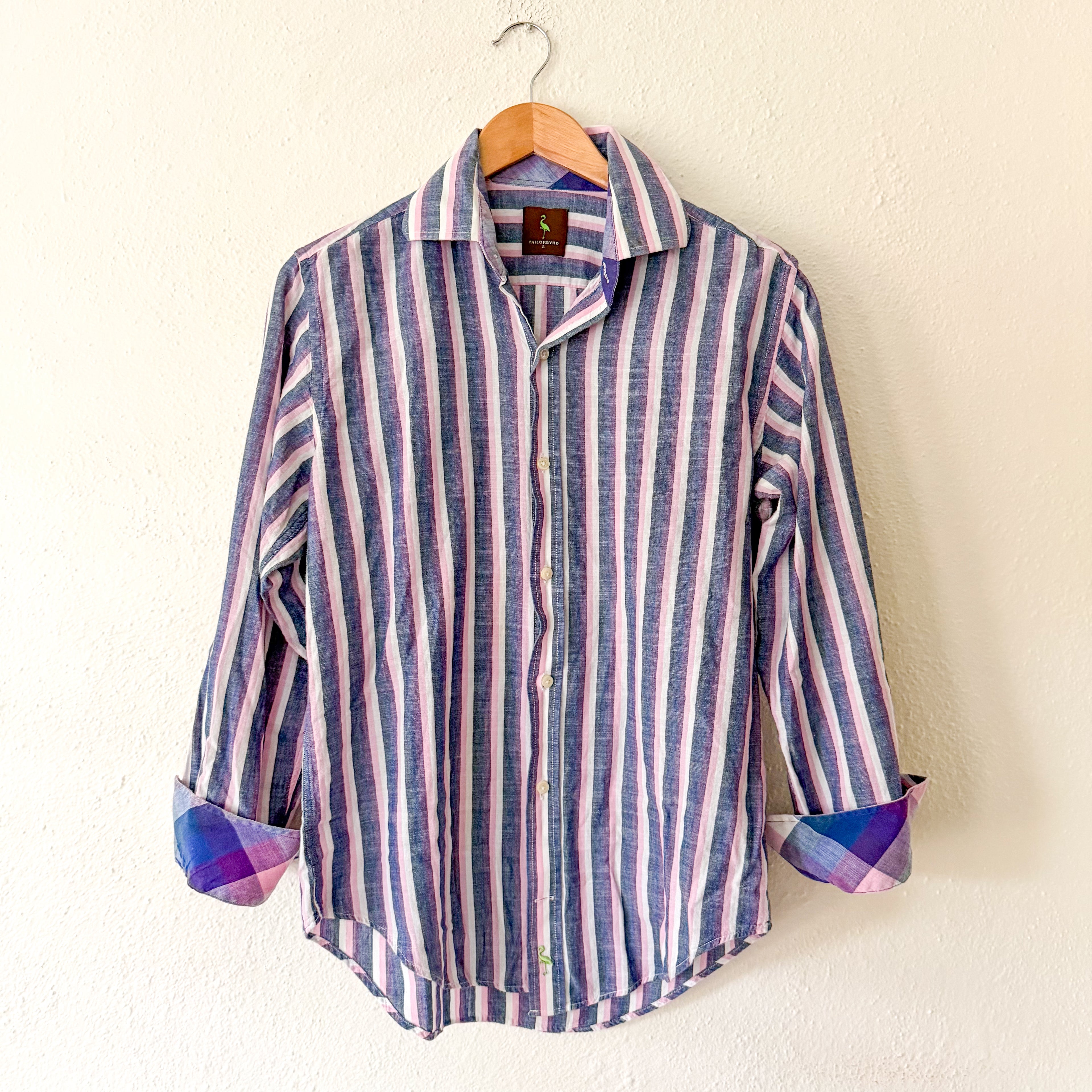 Taylorbyrd 100% Cotton Oversized Purple Striped Button Down Shirt | S
