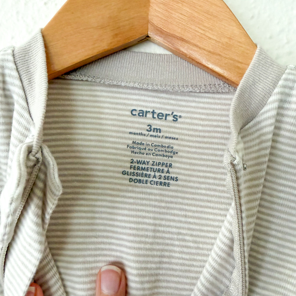 Carter's Taupe Cream Stripe 2-Way Zipper Footed Sleeper | 0-3m
