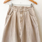 Free People Sweet Talk Linen Blend Wide Leg Cropped Chino Pants in Croissant Beige | 0