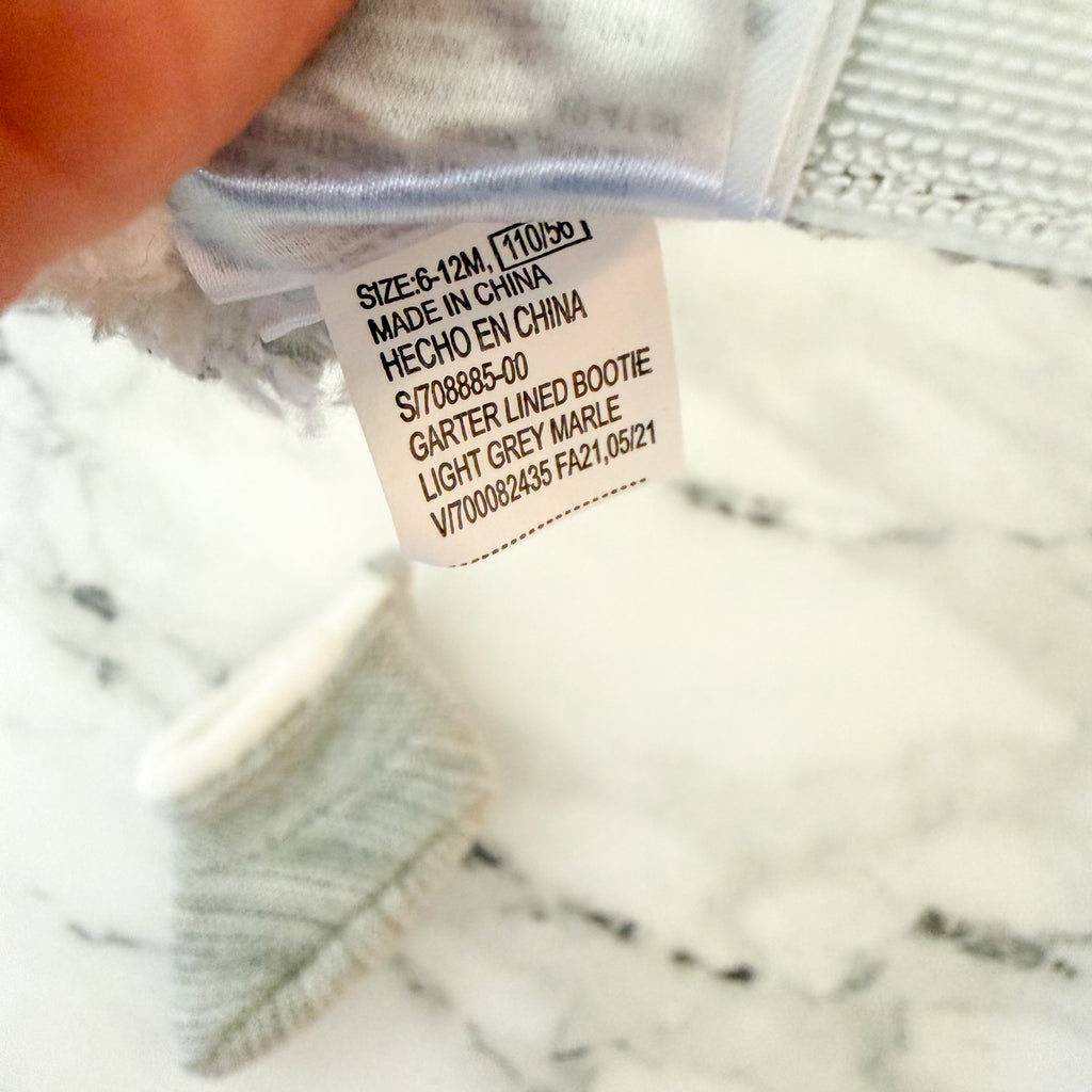 Gap Light Grey Marle Garter Knit Lined Baby Booties |3 (6-12m)