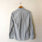 Rag & Bone Jordan Ruffle Neck Long Sleeve Button Up Shirt in Blue Stripe | S