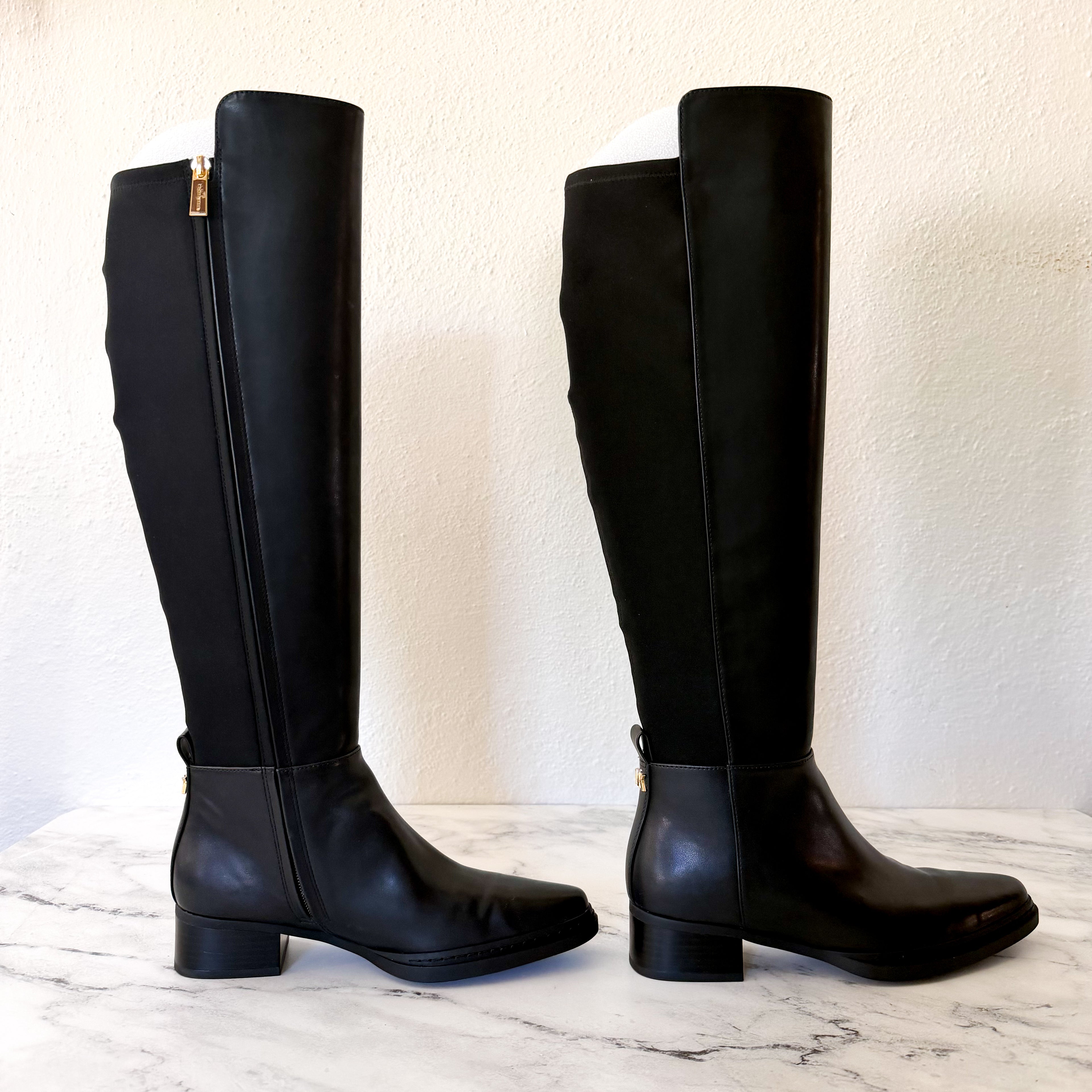 MICHAEL Michael Kors Lex Black Faux Leather Tall Boots | 6.5