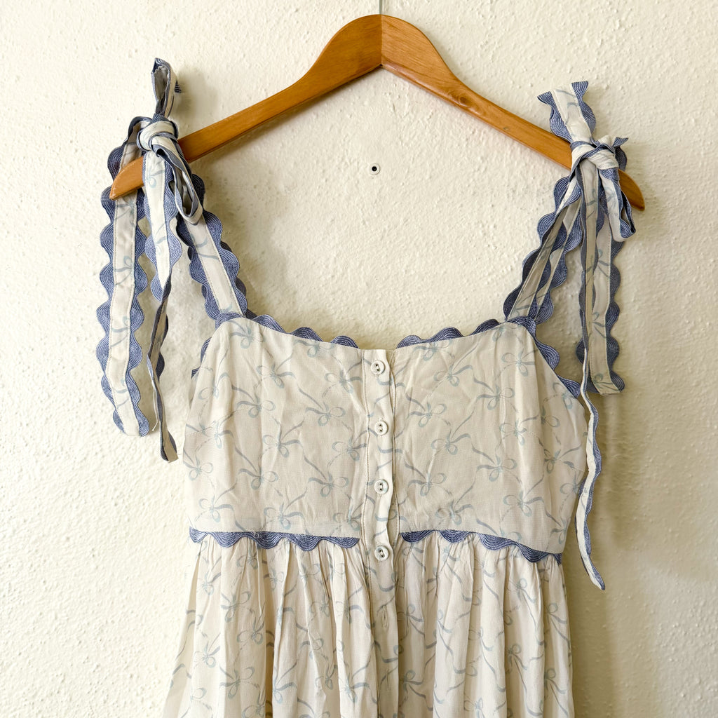Sofie The Label Blue Bow Ric Rac Midi Maxi Dress | XS