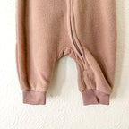H&M Brown Fleece Zip-Front Sleeper Jumpsuit | PM (Premie)