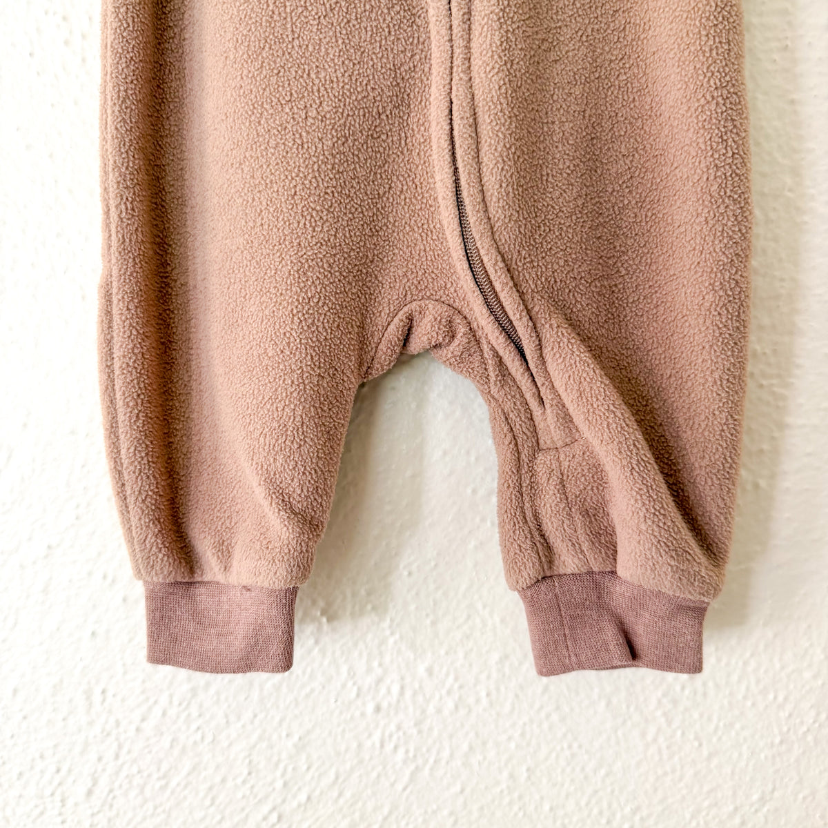 H&M Brown Fleece Zip-Front Sleeper Jumpsuit | PM (Premie)
