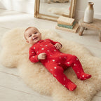 Carter's Red Gingerbread Textured 2-Way Zip Footed Sleeper | 3-6m