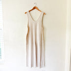 Treasure & Bond Natural Cream Textured Linen Blend Relaxed Jumpsuit | XS