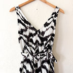 Nine West Linen Blend Belted Ikat Midi Dress | XS