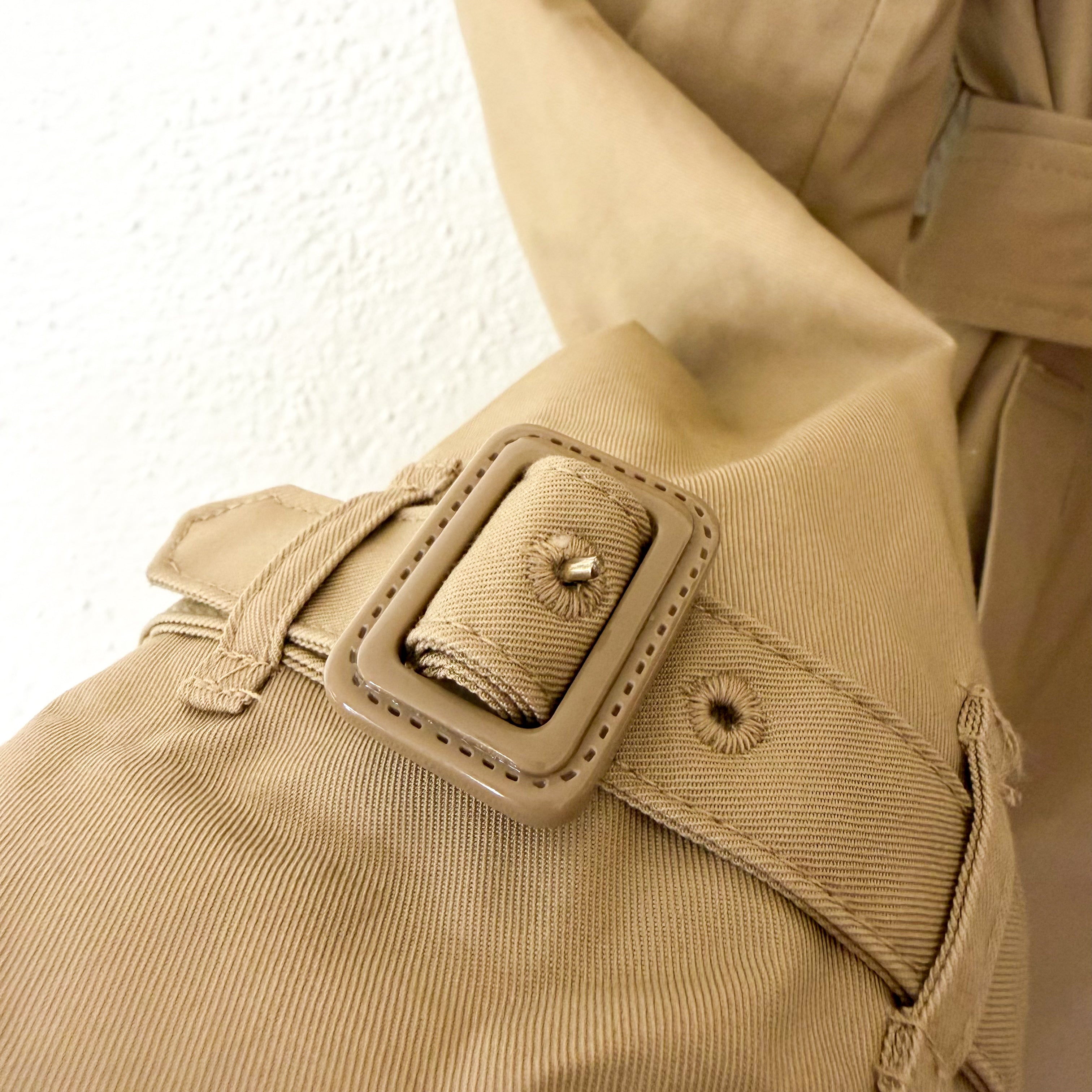 Mango Classic Double Breasted Belted Longline Trench Coat in Beige, sz XS