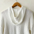 Free Assembly Creamy White Cozy Yarn Cable Knit Hoodie Sweater | XS