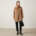 J.Crew Scarf Coat in Dark Camel Drapey Wool Blend | XS