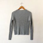 J.Crew 100% Cashmere Wide-Ribbed Grey Cashmere Cardigan Sweater | XS