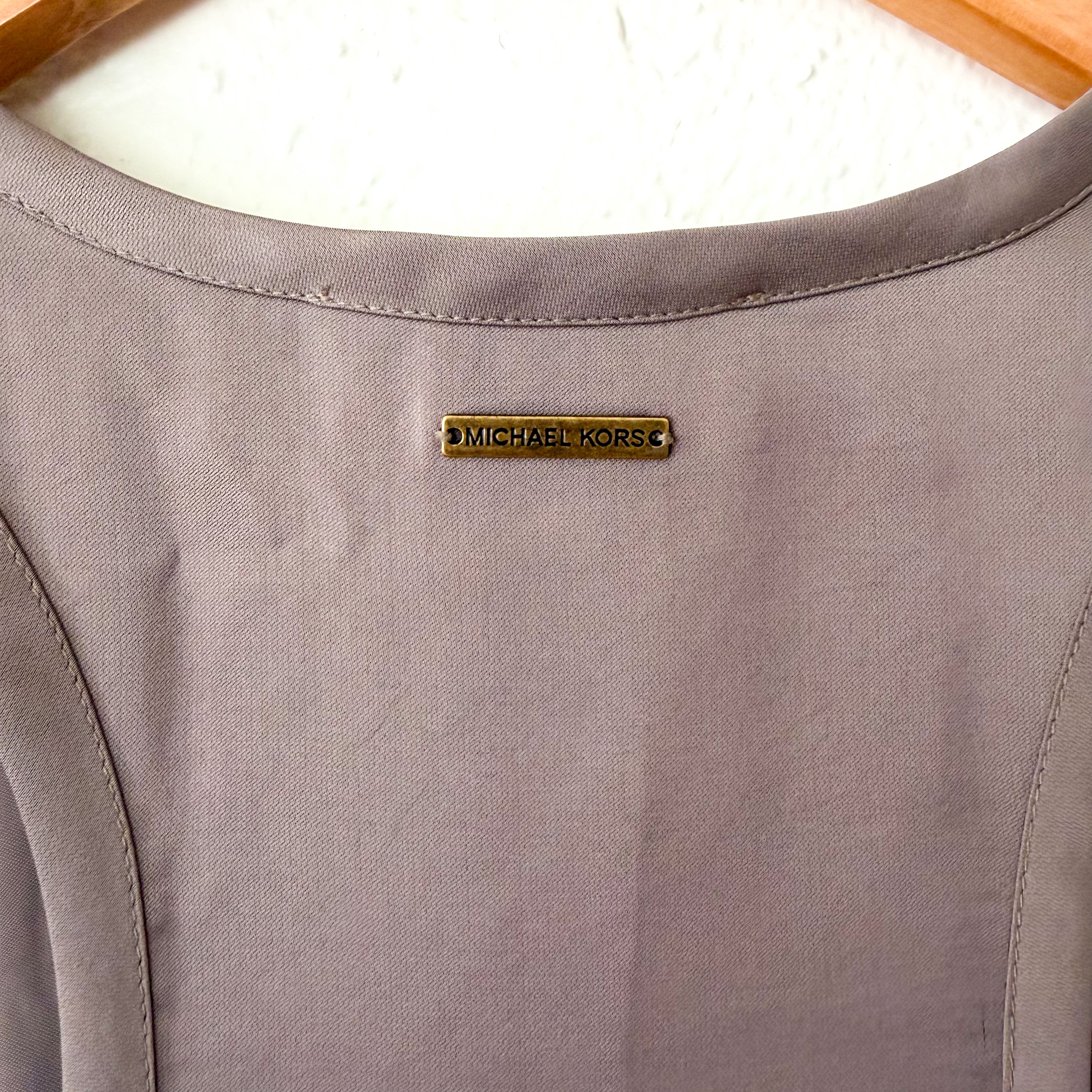 MICHAEL Michael Kors Satin Racerback Tank Top in Chestnut, sz XS
