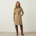 Mango Classic Double Breasted Belted Longline Trench Coat in Beige, sz XS