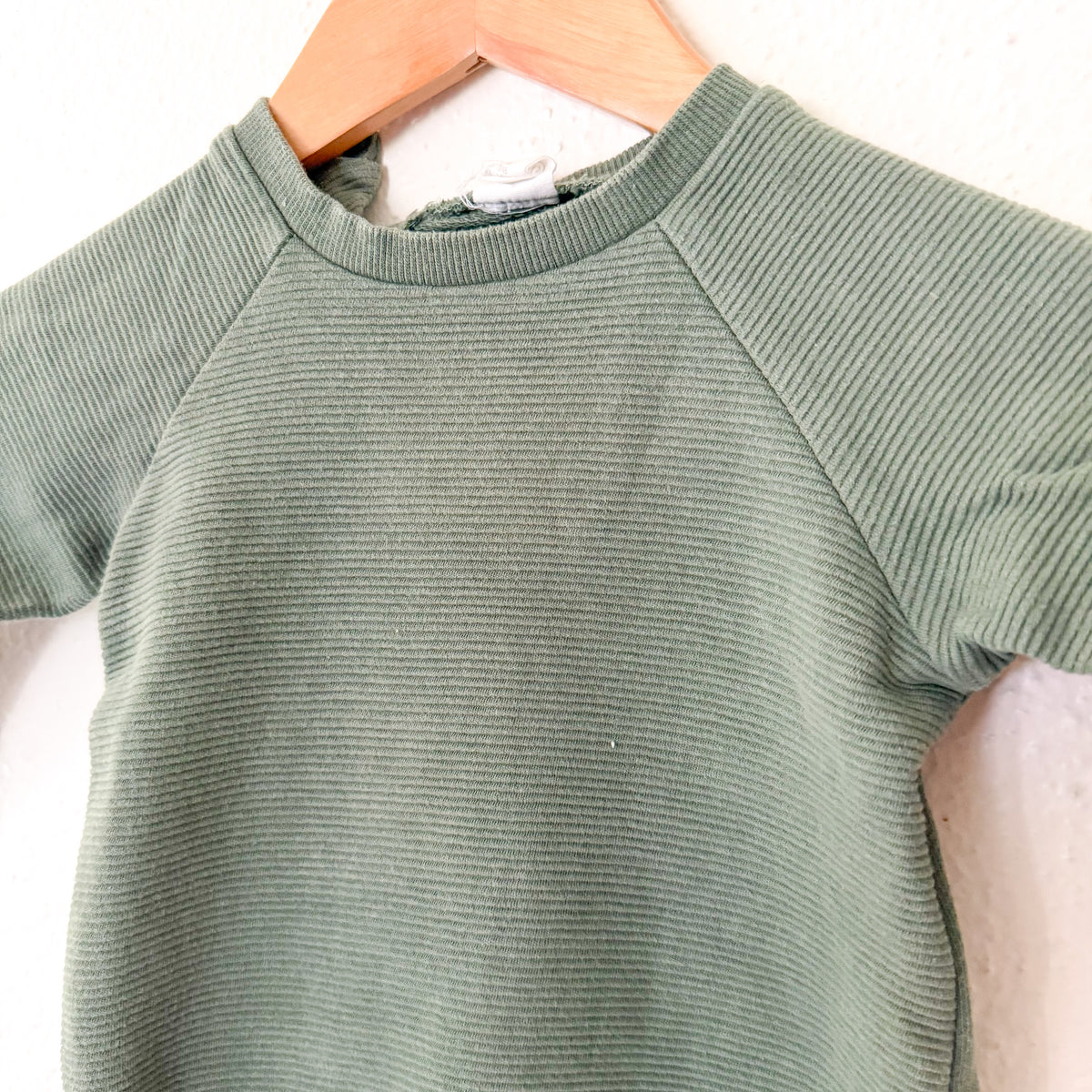 H&M Olive Green Textured Cotton 'The Future is Ours' Sweatshirt | 6-9m