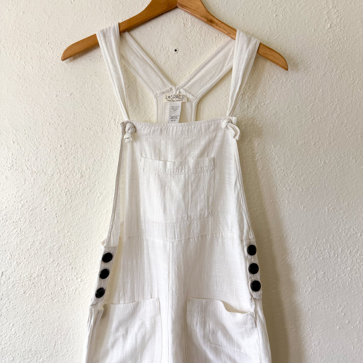 L*Space Freya Textured Cotton Jumpsuit in White | XS