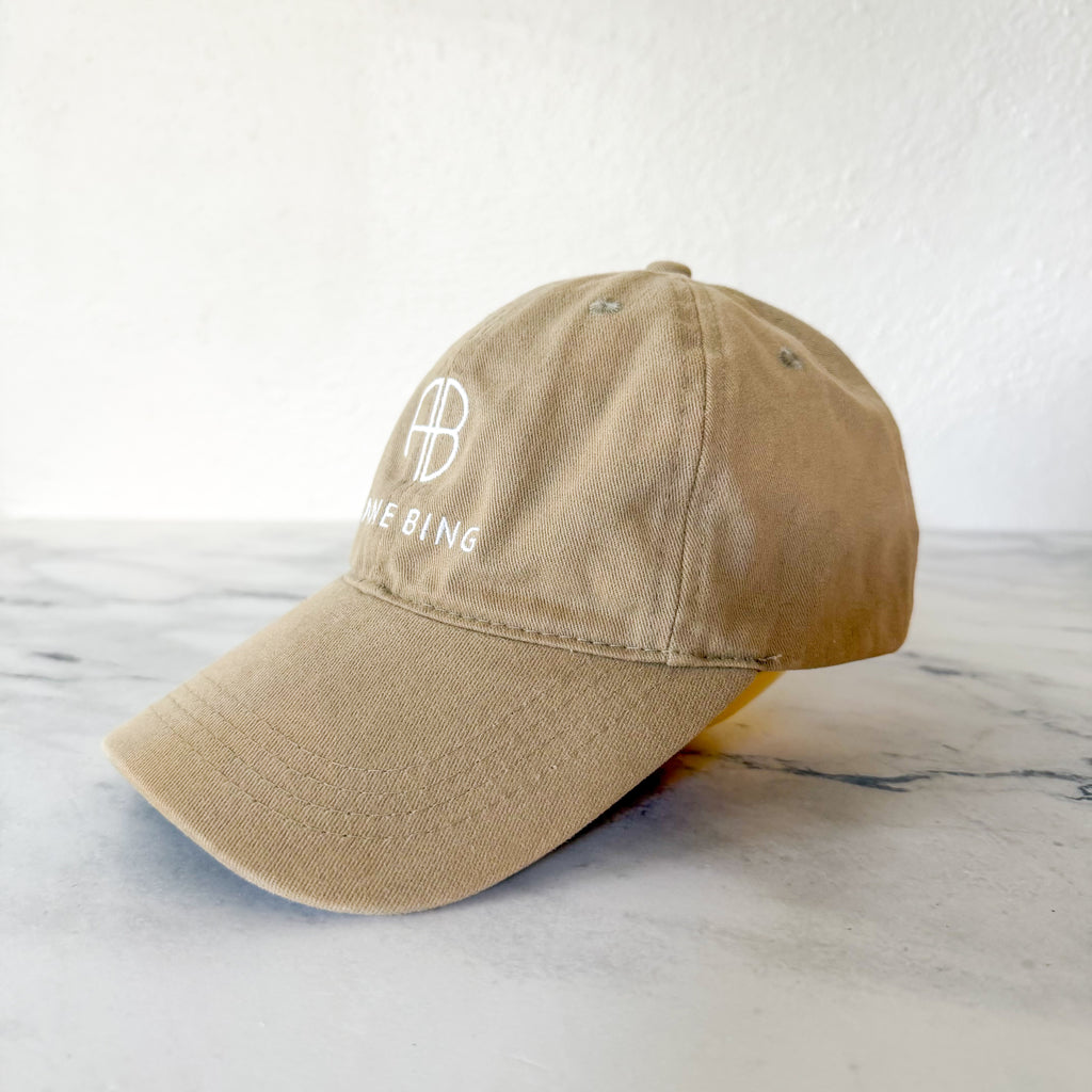 Anine Bing Sport Embroidered Logo Jeremy Cotton Baseball Cap | Khaki