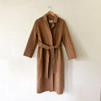 Mango MNG Handmade Wool Blend Belted Trench Coat in Camel | XS