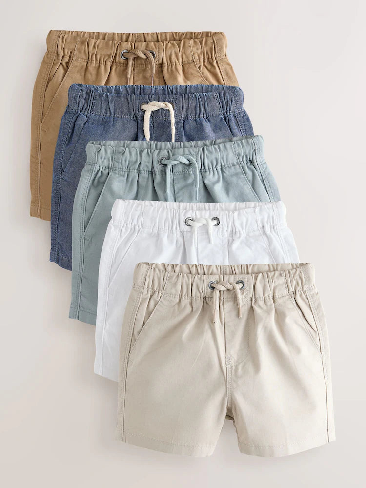 Next Boys 100% Cotton Pull On Shorts Multi Pack x5 | 4-5Y