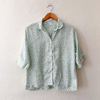 H&M Home Lyocell Mint Floral PJ Top + Ruffle Shorts | XS