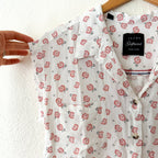 Jachs New York Girlfriend Floral Rayon Short Sleeve Button Up Blouse | XS
