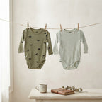 H&M Organic Cotton Dino & Stripe Long Sleeve Bodysuit Bundle | 3-6m