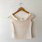 Reformation Ezlynn Off The Shoulder Knit Top in Cream, sz XS