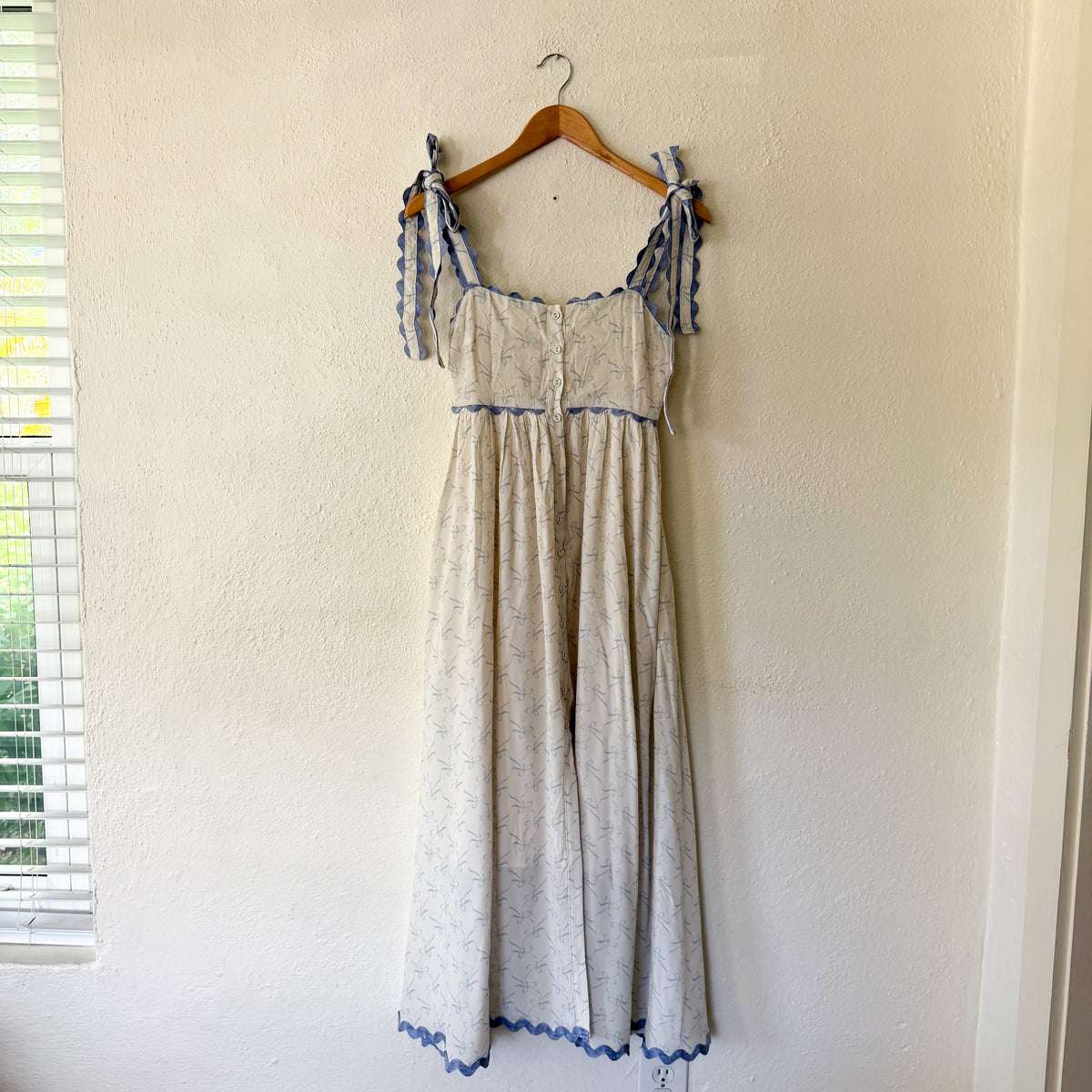 Sofie The Label Blue Bow Ric Rac Midi Maxi Dress | XS