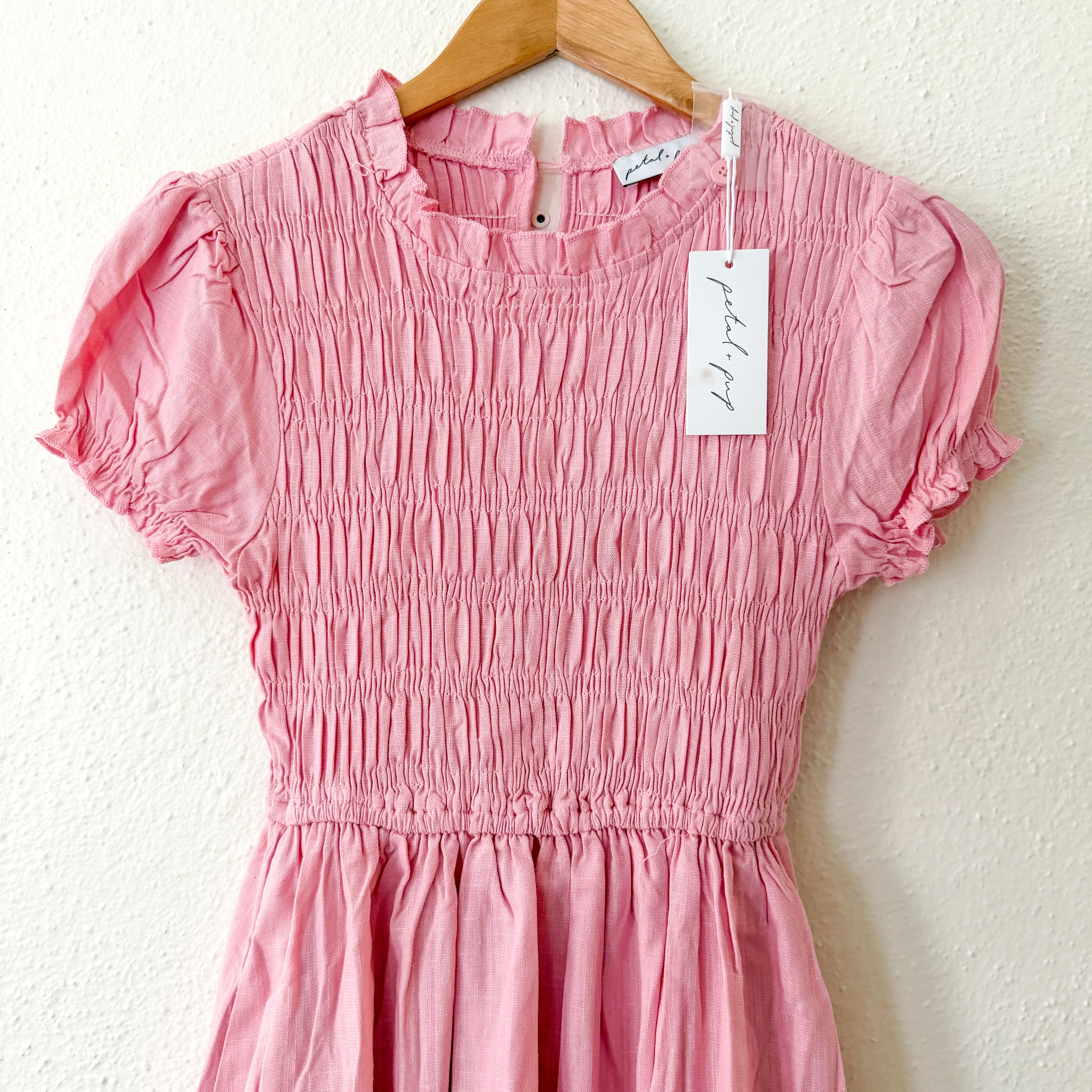 Petal & Pup Darla Puff Sleeve Midi Dress in Pink | XXS