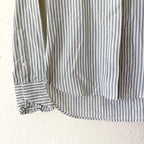 Rag & Bone Jordan Ruffle Neck Long Sleeve Button Up Shirt in Blue Stripe | S