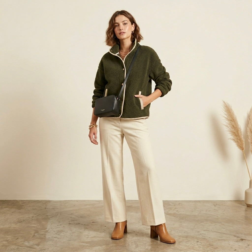 Barbour Violette Fleece Jacket in Olive Green | 8