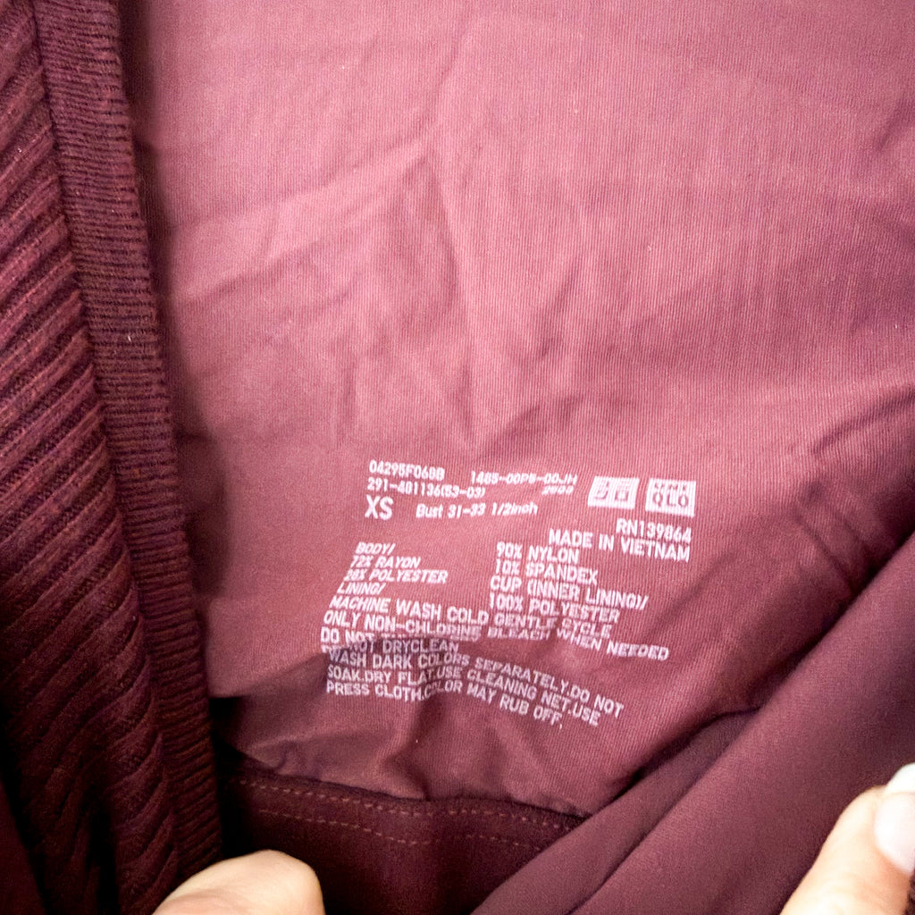 UNIQLO Burgundy Ribbed Sweater Sleeveless Midi Dress | XS