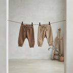 H&M Basics Organic Cotton Tan + Brown Joggers Bundle | 3-6m