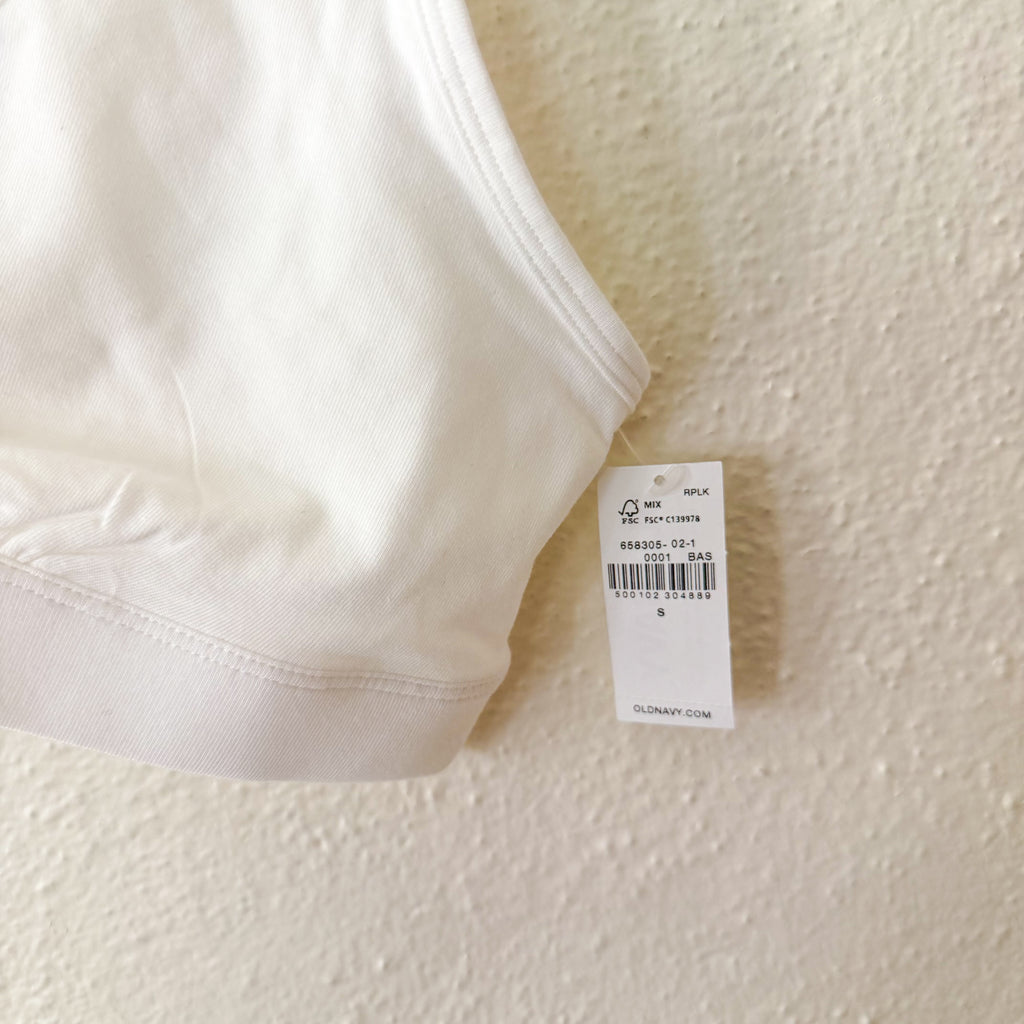 Old Navy White Maternity Cross-Front Cotton Nursing Bralette | S