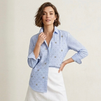 J.Crew Collection Garçon Button Down Rhinestone Embellished Long Sleeve Dress Shirt in Blue Pinstripe | 00