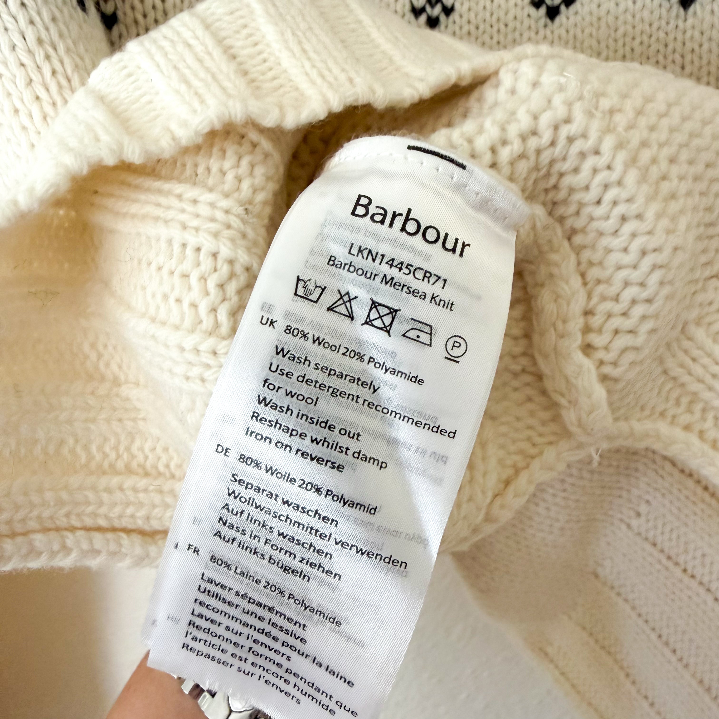 Barbour Mersea Fair Isle Wool Blend Knit Turtleneck Sweater in Aran Cream | 4