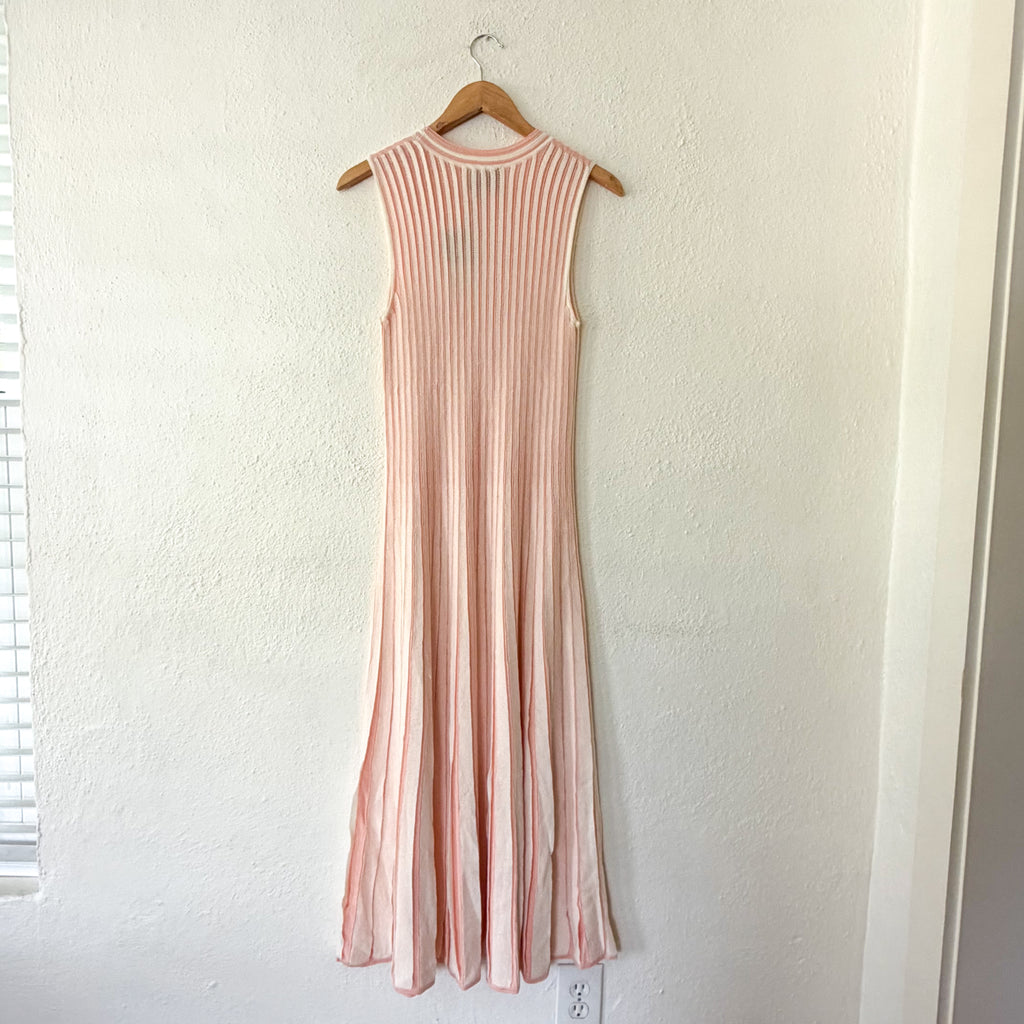 Tuckernuck Aime Stripe Pleated Knit Dress in Light Pink Stripe | XS