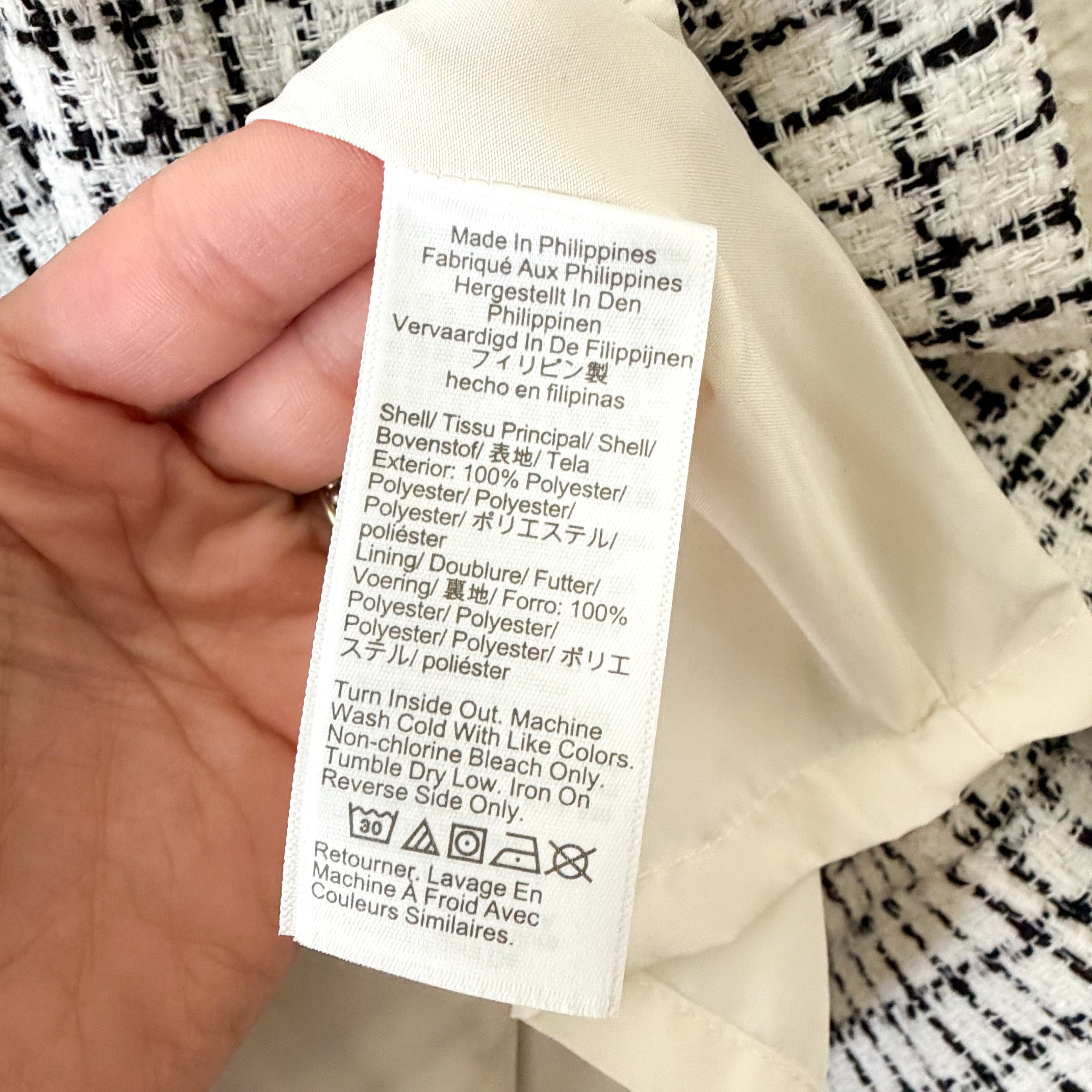 J.Crew Tweed Button-Front Sleeveless Shift Mini Dress in Black & White | 00