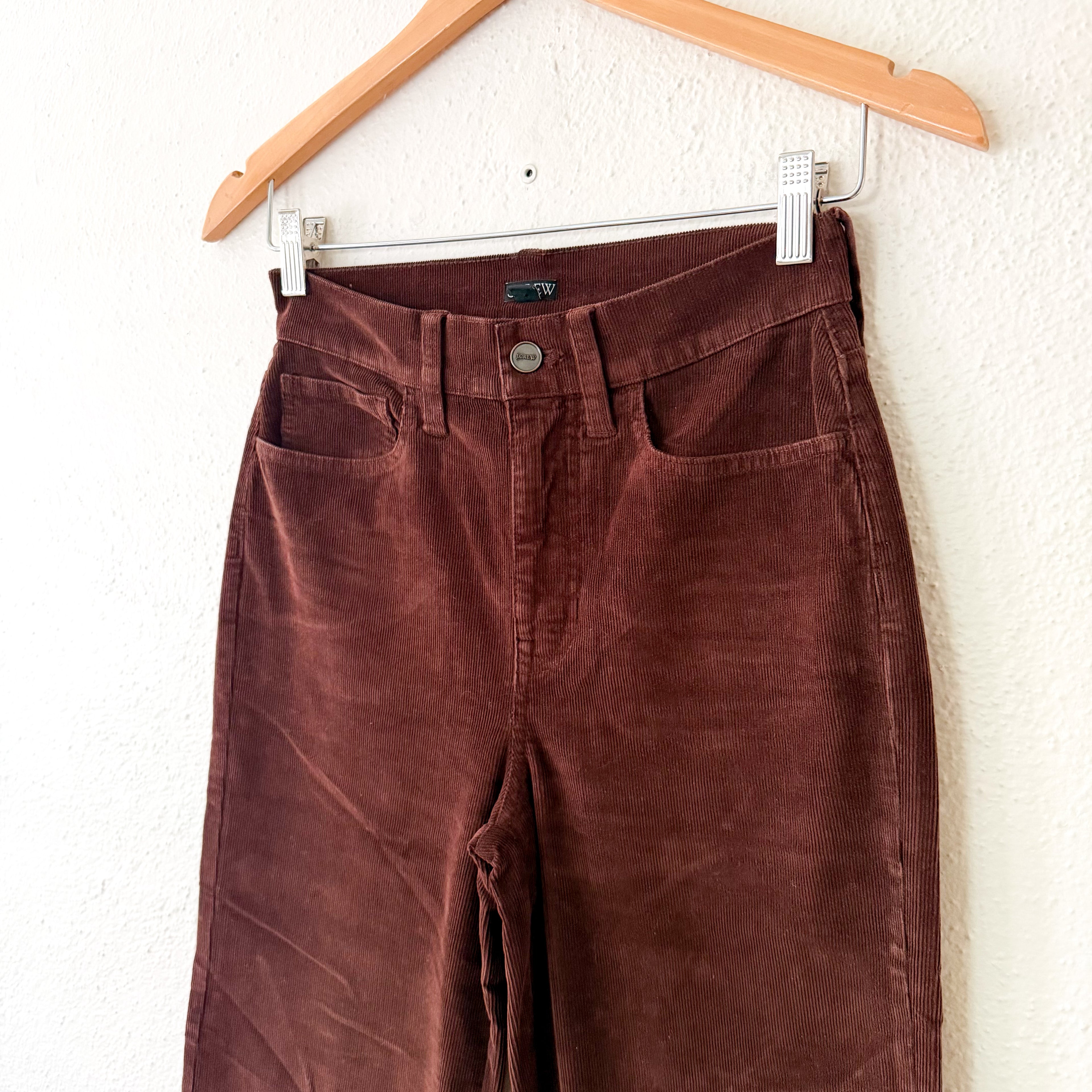 J.Crew Slim-Wide Leg Stretch Corduroy Pants in Dark Brown French Press | 24