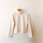 Avia Scuba Knit Funnel Neck Cropped Quarter Zip Sweatshirt in Wheat Heather | S
