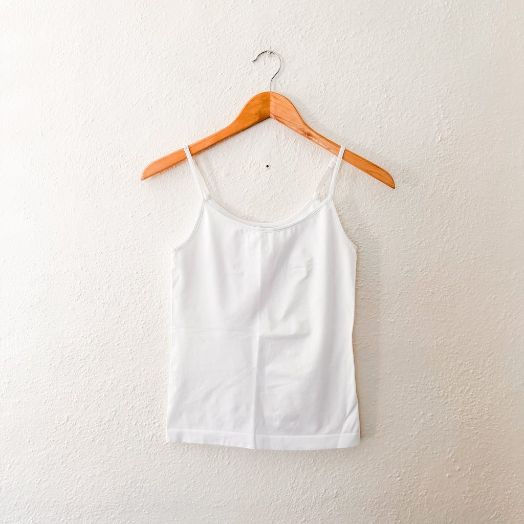 Nordstrom Seamless Layering Spaghetti Strap Tank Top in White, sz Med