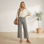 Loft The Palmer Wide Leg Pant in Black & White Stripe | 0