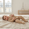Mori Organic Cotton Tan Waffle Weaver 2 Way Zipper Footed Sleeper | 3-6m