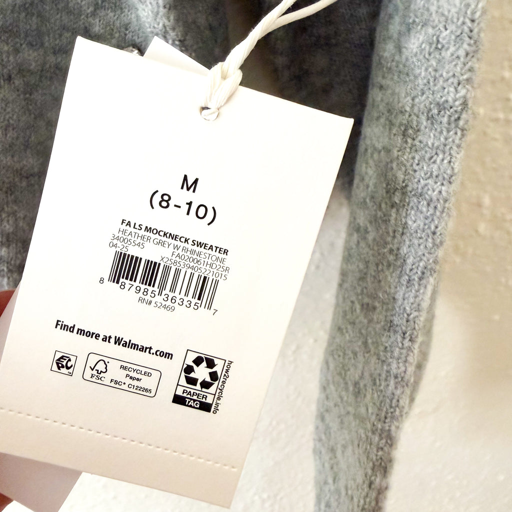 Free Assembly Sweater with Rhinestones in Heather Grey | Medium