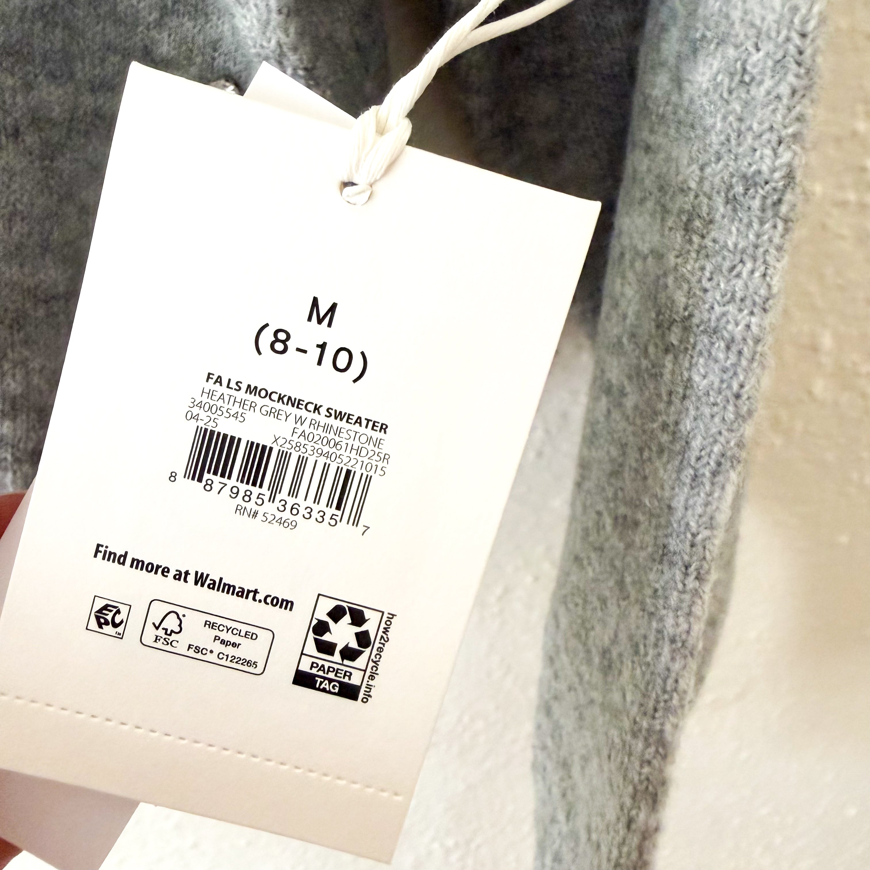 Free Assembly Sweater with Rhinestones in Heather Grey | Medium