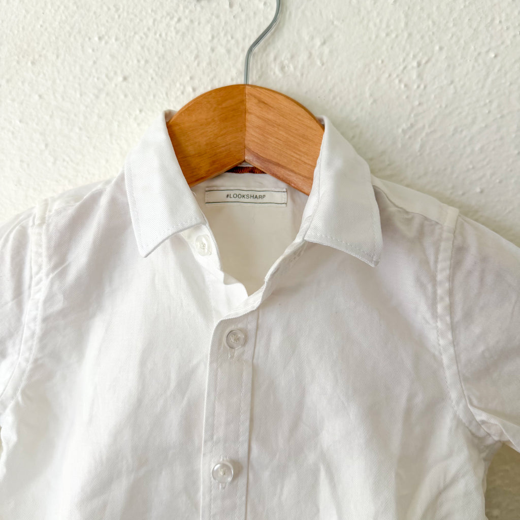 Next Black Taupe Plaid Suit Vest + White Oxford Shirt Set | 9-12m