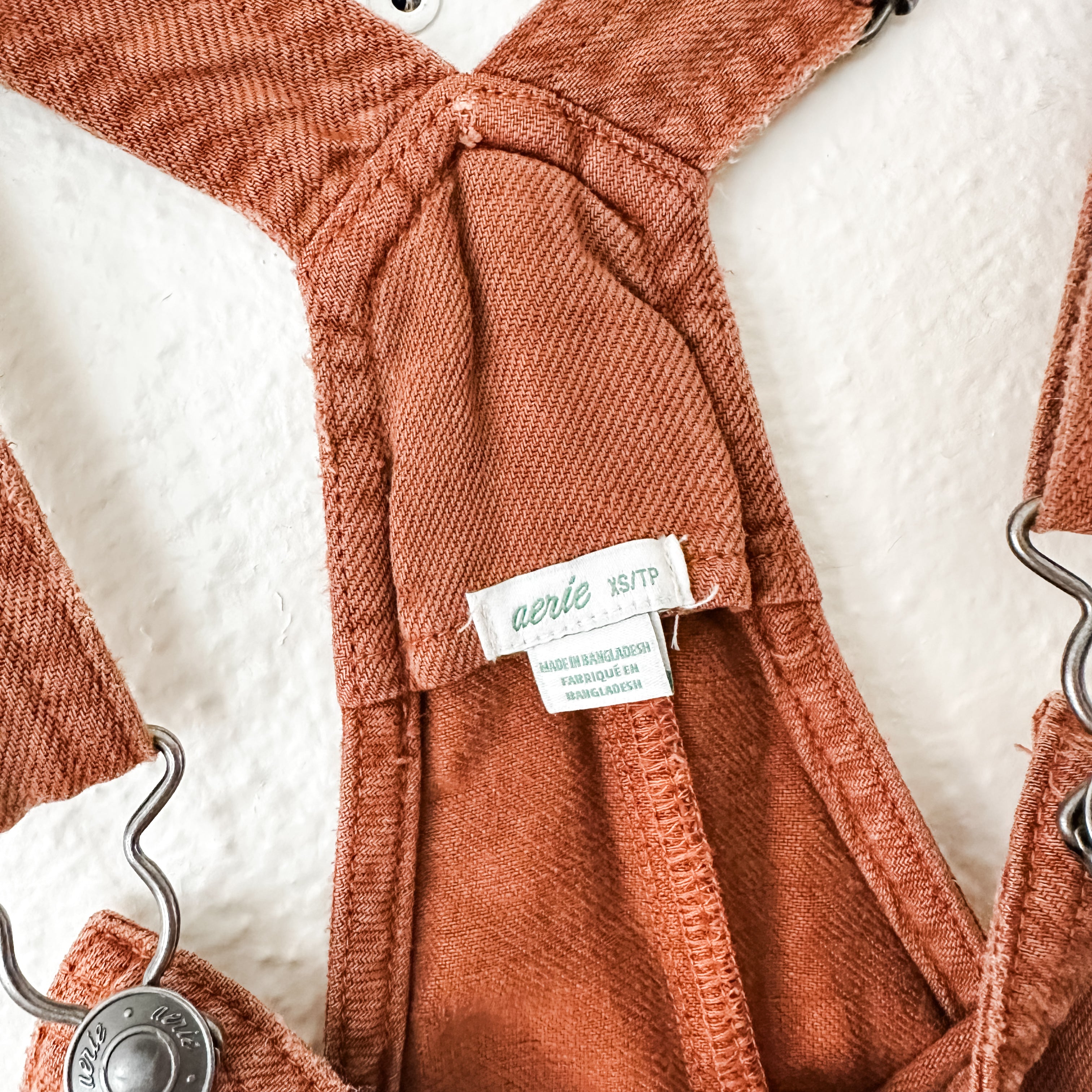 Aerie Linen Blend Rust Brown Overalls | XS