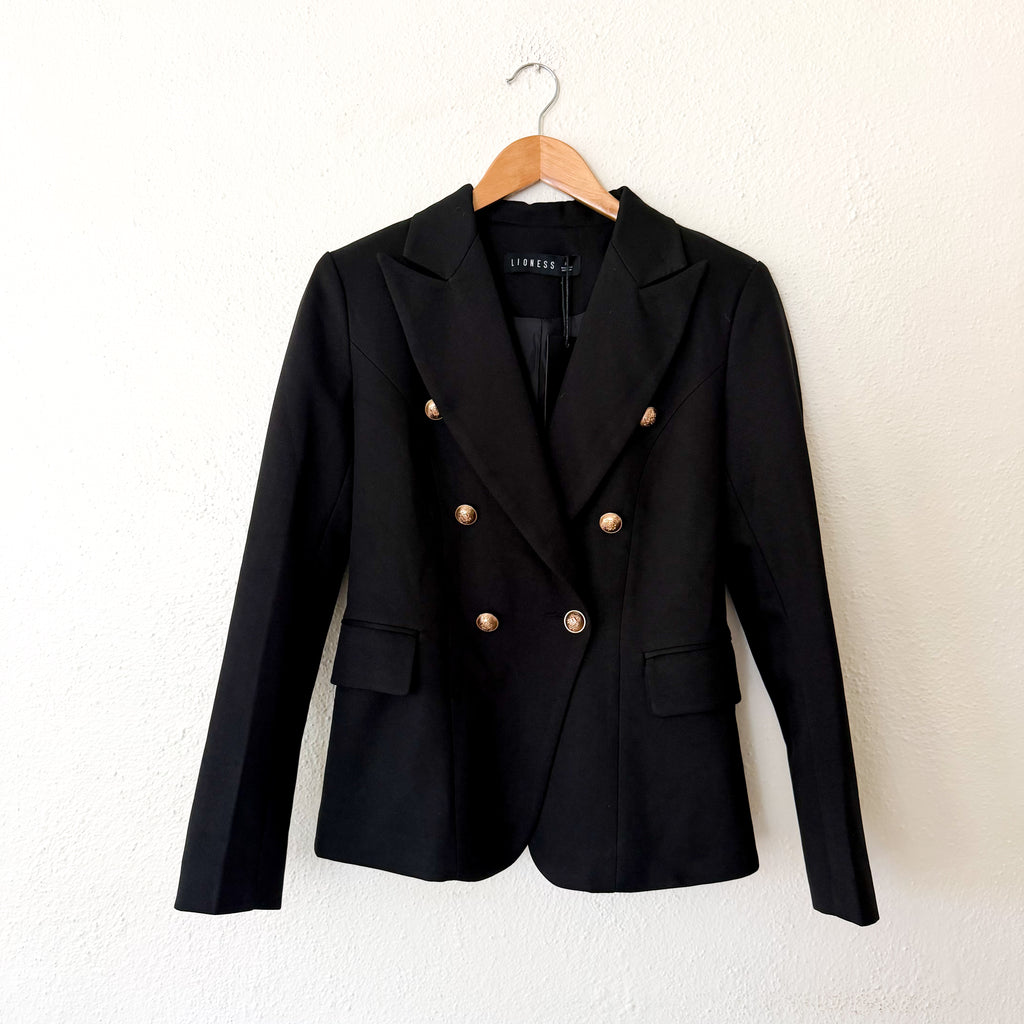 Lioness Black Double Breasted Blazer Jacket | XS