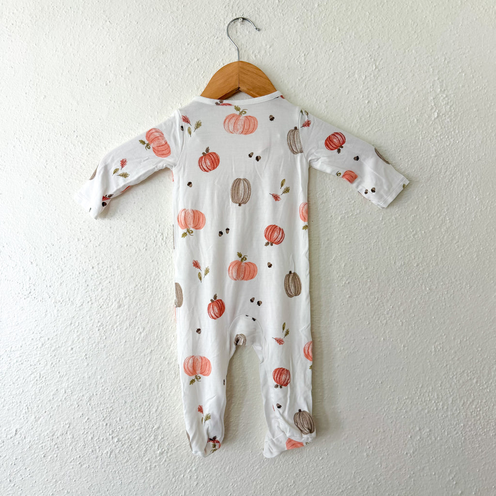 Carter's Just One You Fall Pumpkin Cream Long Sleeve Footed Zipper Sleeper | 3-6m