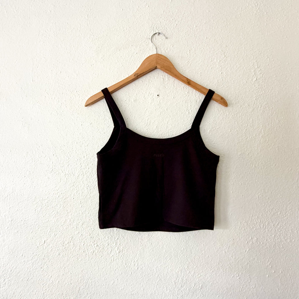 Nuuds Elevate Scoop Crop Top Tank Top in Eggplant | M